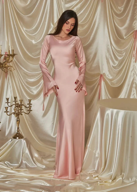 Elegant Silk Bodycon Pink Maxi