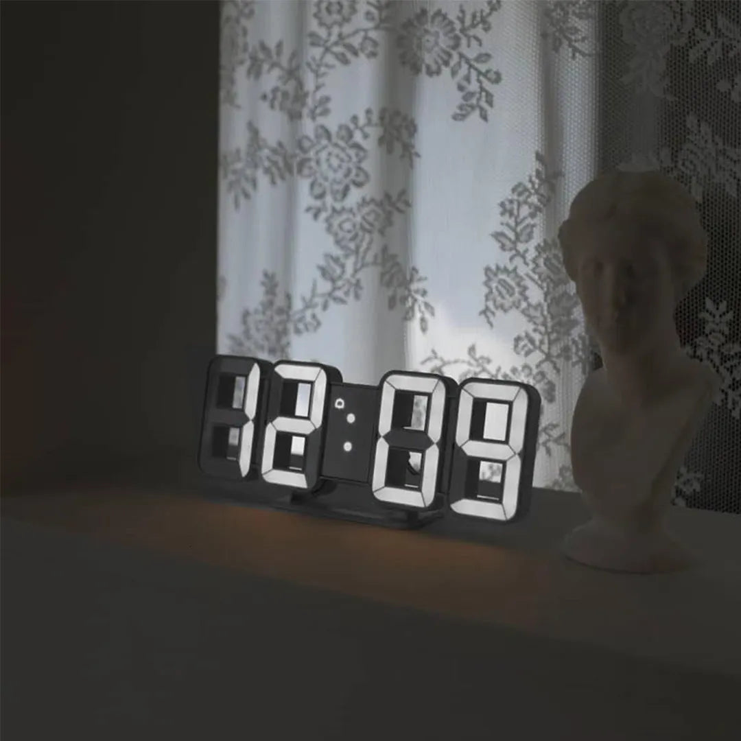 3D LED Digital Alarm Clock Three-dimensional Wall Clock Hanging Watch Table Calendar Thermometer Electronic Clock Furnishings