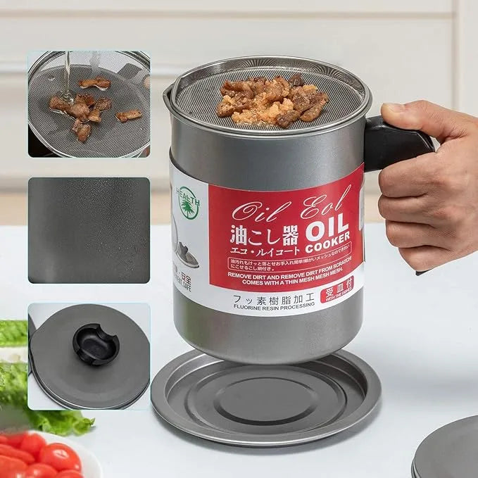 Stainless Steel Oil Strainer & Storage Pot