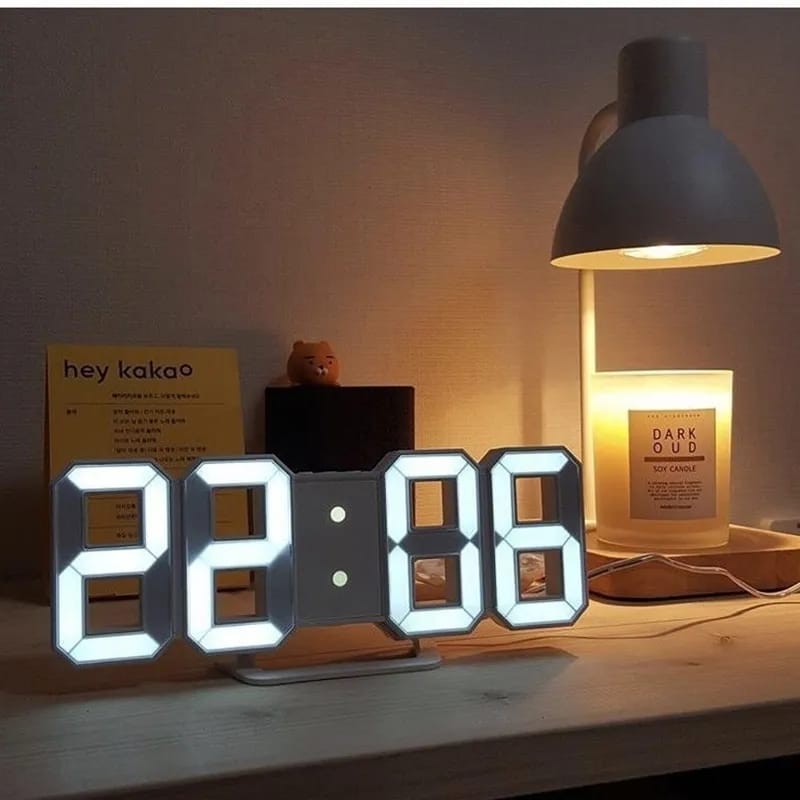 3D LED Digital Alarm Clock Three-dimensional Wall Clock Hanging Watch Table Calendar Thermometer Electronic Clock Furnishings