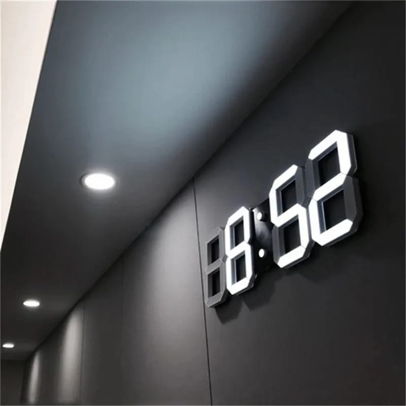 3D LED Digital Alarm Clock Three-dimensional Wall Clock Hanging Watch Table Calendar Thermometer Electronic Clock Furnishings