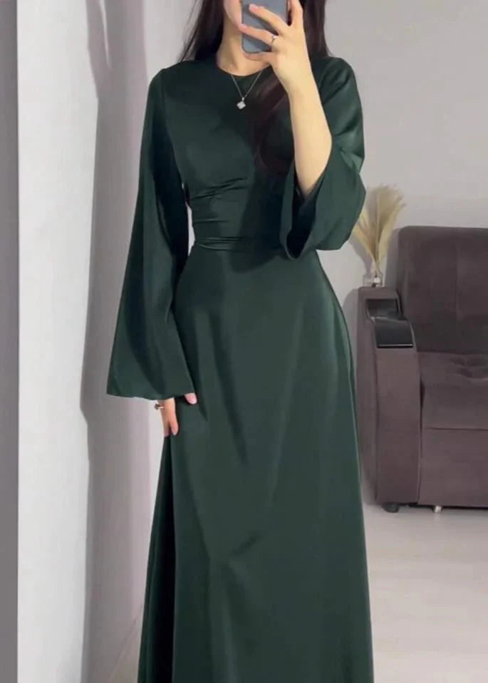 Elegant Silk Bodycon Green Maxi